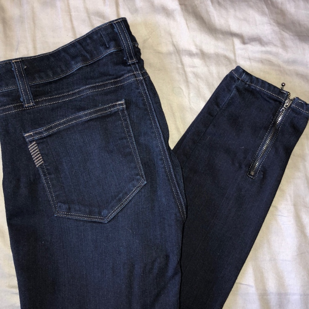 High waisted Paige dark wash cigarette jeans